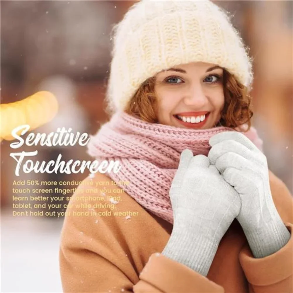 4 Pairs Winter Gloves Women Men Cold Weather Valentines